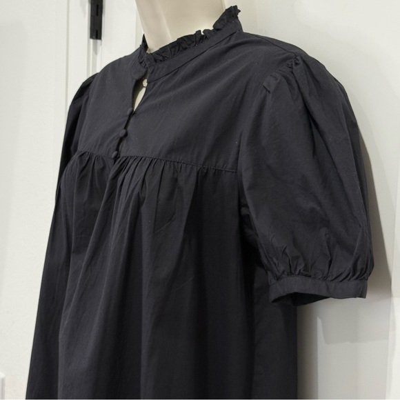 French Connection Poplin Mini Dress Organic Cotton Puff Short Sleeve Black Small - Picture 7 of 14